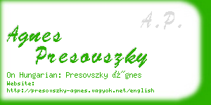 agnes presovszky business card